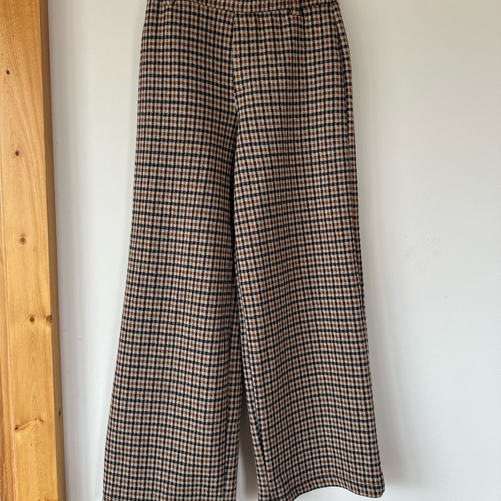 Zara Plaid Trousers in Brown and Cream